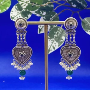 Twilight Cascade: Oxidized Jhumka Earrings
