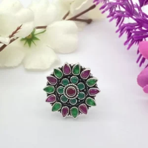 Celestial Bloom: Nature’s Grace Silver Ring