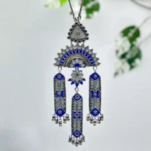 Celestial Reverie: Afghani-Inspired Blue Long Neckpiece