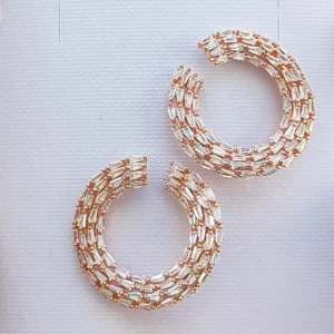 Sunlit Halo: Rose Gold-Plated Circle Earrings with Zirconia Sparkle