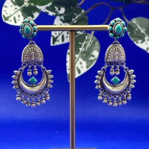 Ethereal Cascade: Oxidized Silver Jhumka Earrings