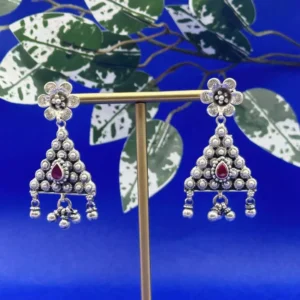 Crimson Summit: Bold Red Triangle Jhumka