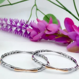 Rose Blossom: Dual-Tone Silver Bangles Pair in Rose Gold Polish